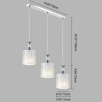 Modern Minimalist Cylinder Aluminum Iron 1/3 Light Island Light Chandelier For Dining Room