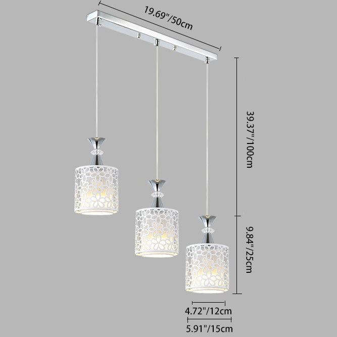 Modern Minimalist Cylinder Aluminum Iron 1/3 Light Island Light Chandelier For Dining Room