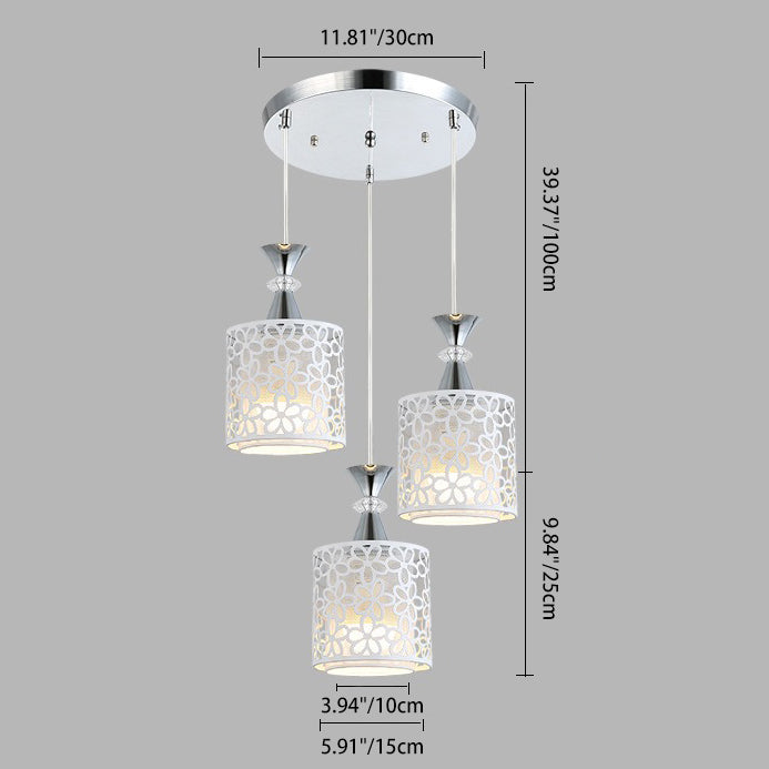 Modern Minimalist Cylinder Aluminum Iron 1/3 Light Island Light Chandelier For Dining Room