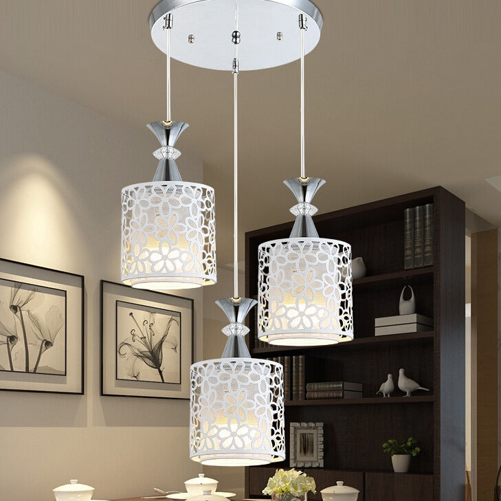 Moderne minimalistische Zylinder Aluminium Eisen 1/3 Licht Insel Licht Kronleuchter für Esszimmer 
