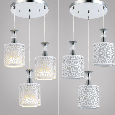 Modern Minimalist Cylinder Aluminum Iron 1/3 Light Island Light Chandelier For Dining Room