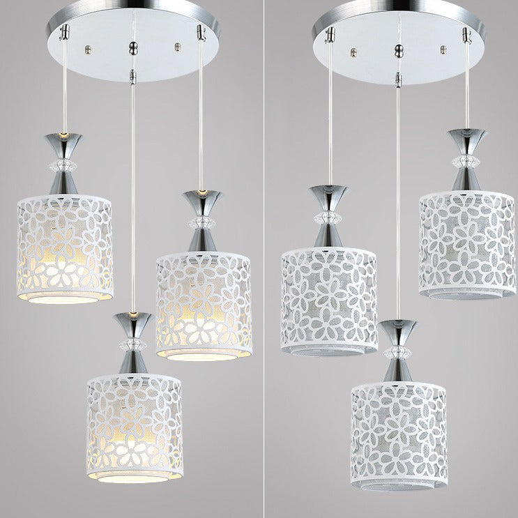 Modern Minimalist Cylinder Aluminum Iron 1/3 Light Island Light Chandelier For Dining Room