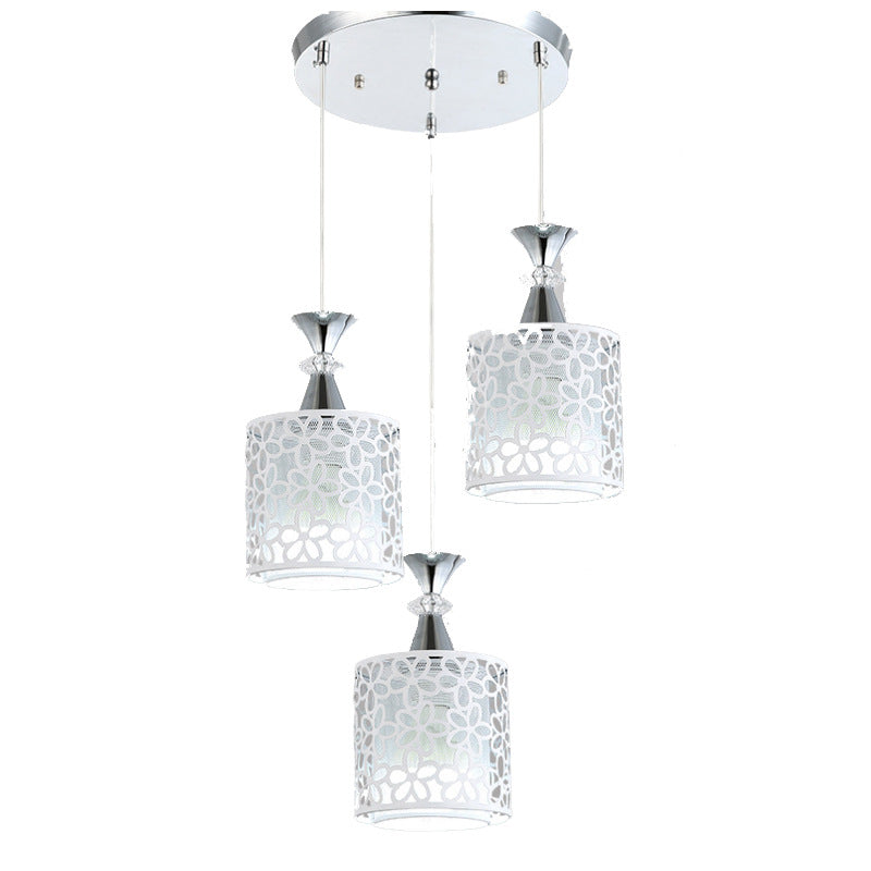Modern Minimalist Cylinder Aluminum Iron 1/3 Light Island Light Chandelier For Dining Room