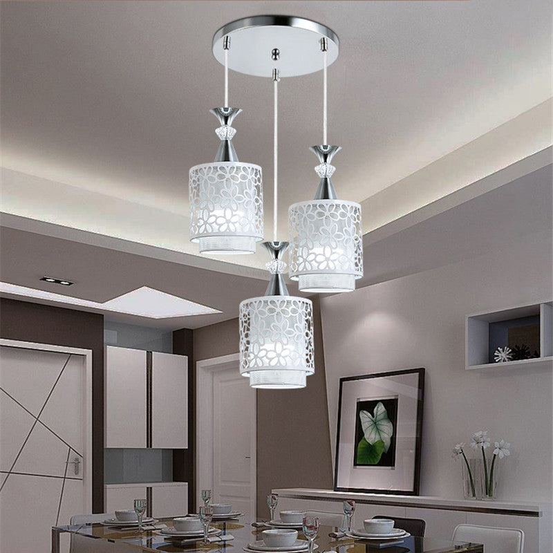 Modern Minimalist Cylinder Aluminum Iron 1/3 Light Island Light Chandelier For Dining Room