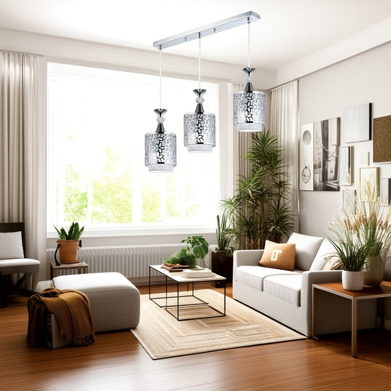 Modern Minimalist Cylinder Aluminum Iron 1/3 Light Island Light Chandelier For Dining Room
