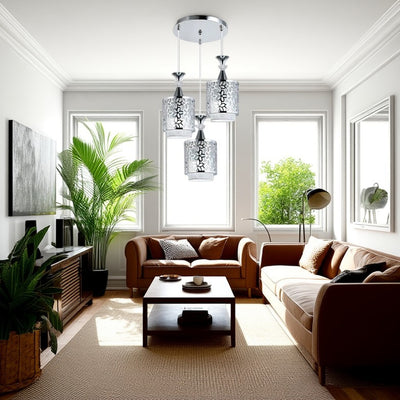 Modern Minimalist Cylinder Aluminum Iron 1/3 Light Island Light Chandelier For Dining Room