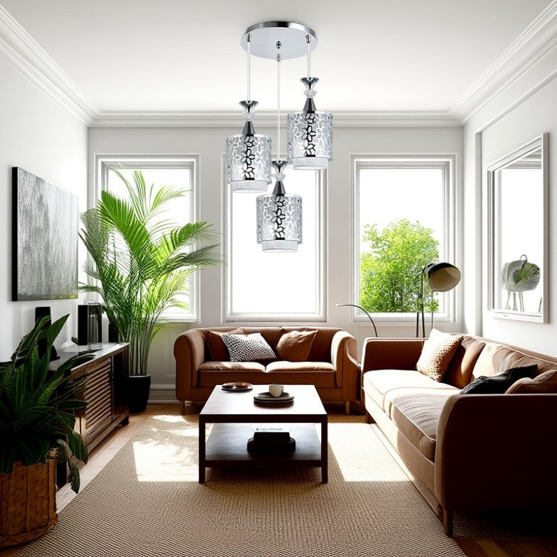 Modern Minimalist Cylinder Aluminum Iron 1/3 Light Island Light Chandelier For Dining Room