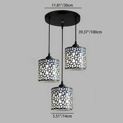 Aldeas tradicionales cilindro aluminio hierro 1/3 luz lámpara de araña para comedor 