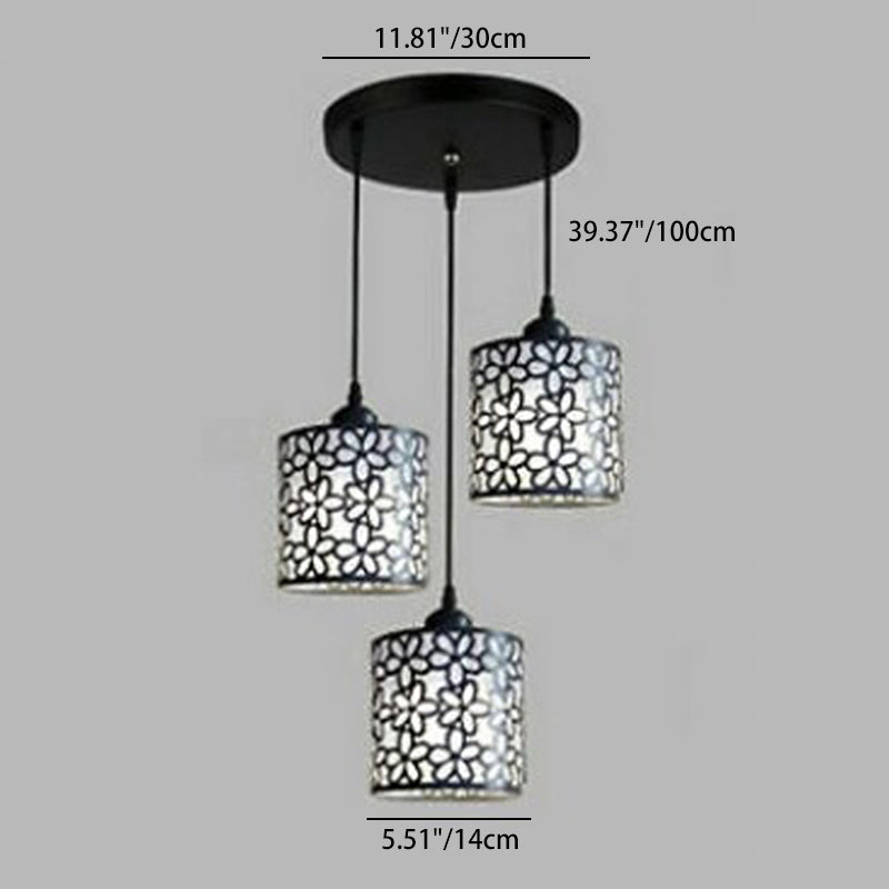 Aldeas tradicionales cilindro aluminio hierro 1/3 luz lámpara de araña para comedor 