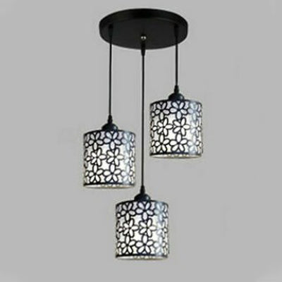 Aldeas tradicionales cilindro aluminio hierro 1/3 luz lámpara de araña para comedor 