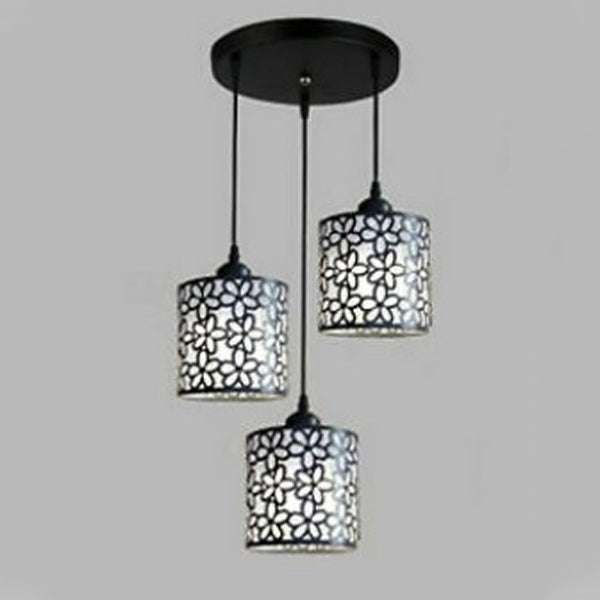 Aldeas tradicionales cilindro aluminio hierro 1/3 luz lámpara de araña para comedor 