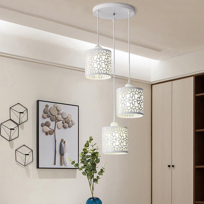 Traditional Villages Cylinder Aluminum Iron 1/3 Light Island Light Chandelier For Dining Room