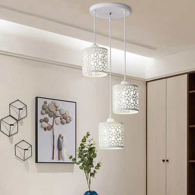 Aldeas tradicionales cilindro aluminio hierro 1/3 luz lámpara de araña para comedor 
