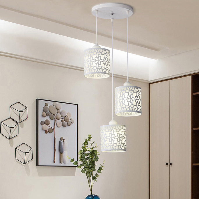 Aldeas tradicionales cilindro aluminio hierro 1/3 luz lámpara de araña para comedor 