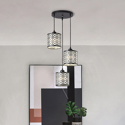 Aldeas tradicionales cilindro aluminio hierro 1/3 luz lámpara de araña para comedor 