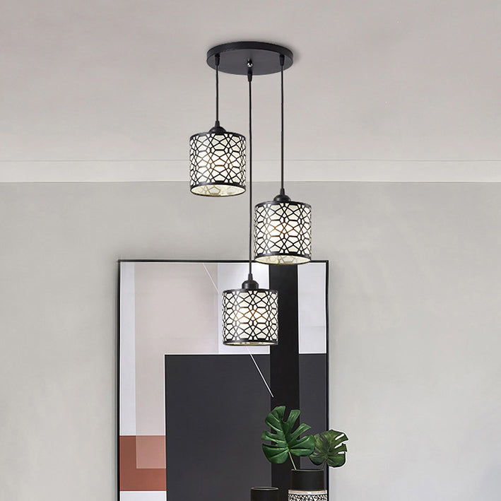 Aldeas tradicionales cilindro aluminio hierro 1/3 luz lámpara de araña para comedor 