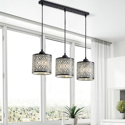 Aldeas tradicionales cilindro aluminio hierro 1/3 luz lámpara de araña para comedor 