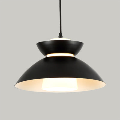 Luz colgante de hierro con vidrio disc escandinavo contemporáneo de 1 luz para comedor 