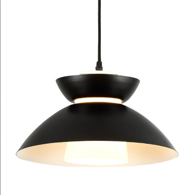 Luz colgante de hierro con vidrio disc escandinavo contemporáneo de 1 luz para comedor 
