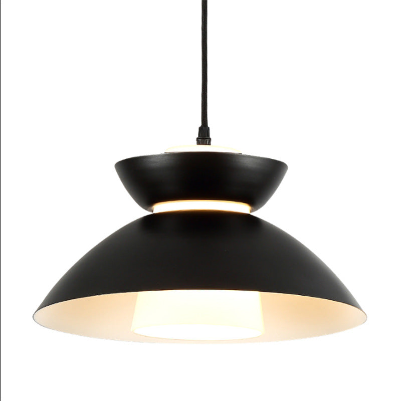 Luz colgante de hierro con vidrio disc escandinavo contemporáneo de 1 luz para comedor 