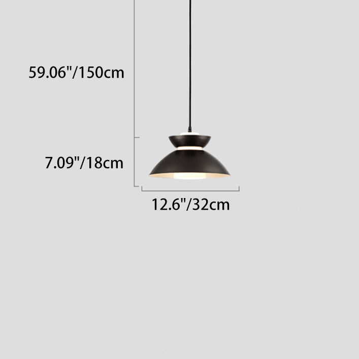 Zeitgenössisches skandinavisches Disc-Glas-Eisen 1-Licht Pendelleuchte für Esszimmer 