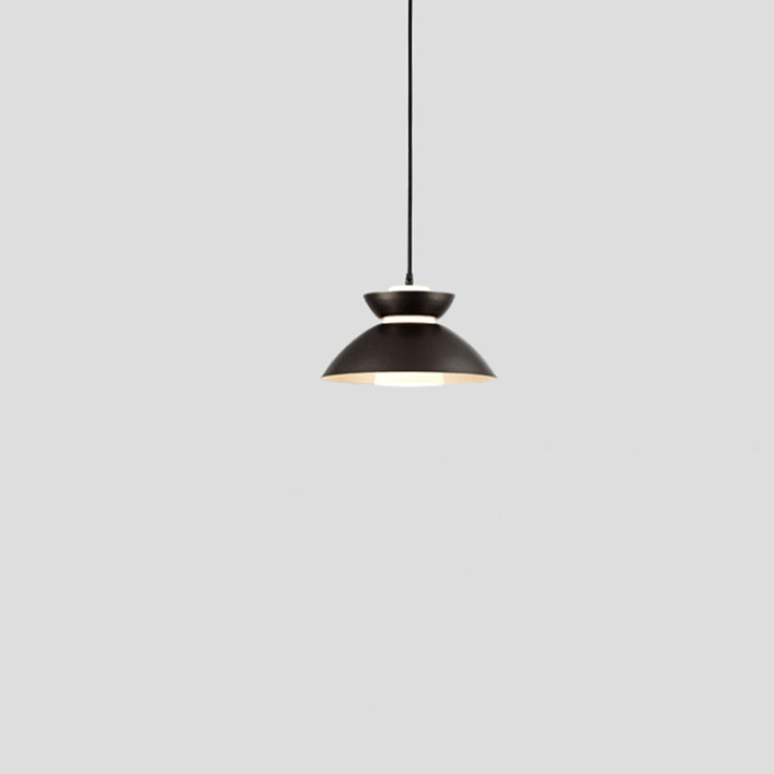 Luz colgante de hierro con vidrio disc escandinavo contemporáneo de 1 luz para comedor 