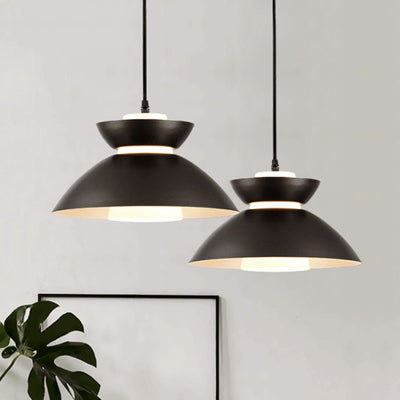 Luz colgante de hierro con vidrio disc escandinavo contemporáneo de 1 luz para comedor 