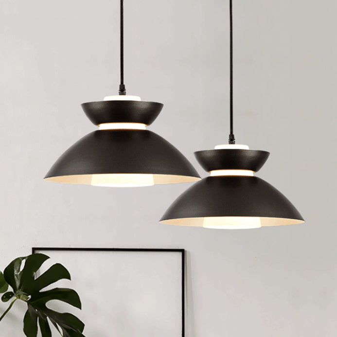 Luz colgante de hierro con vidrio disc escandinavo contemporáneo de 1 luz para comedor 