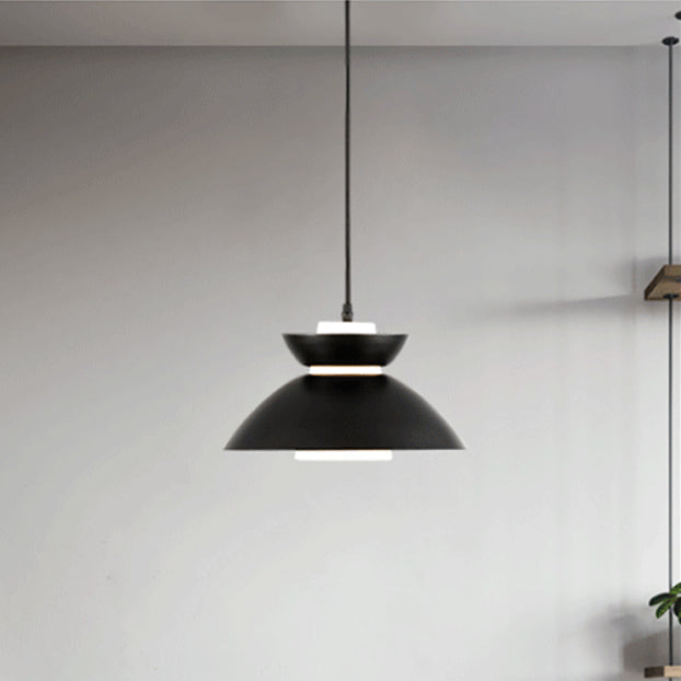 Luz colgante de hierro con vidrio disc escandinavo contemporáneo de 1 luz para comedor 