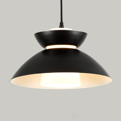 Luz colgante de hierro con vidrio disc escandinavo contemporáneo de 1 luz para comedor 