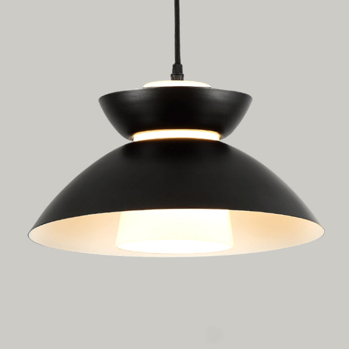 Luz colgante de hierro con vidrio disc escandinavo contemporáneo de 1 luz para comedor 