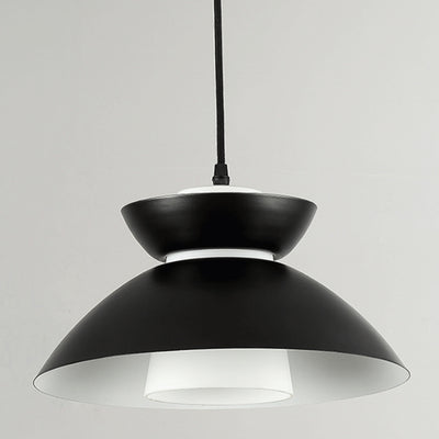 Luz colgante de hierro con vidrio disc escandinavo contemporáneo de 1 luz para comedor 
