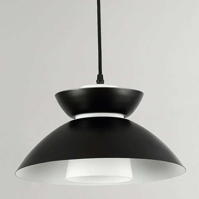 Luz colgante de hierro con vidrio disc escandinavo contemporáneo de 1 luz para comedor 