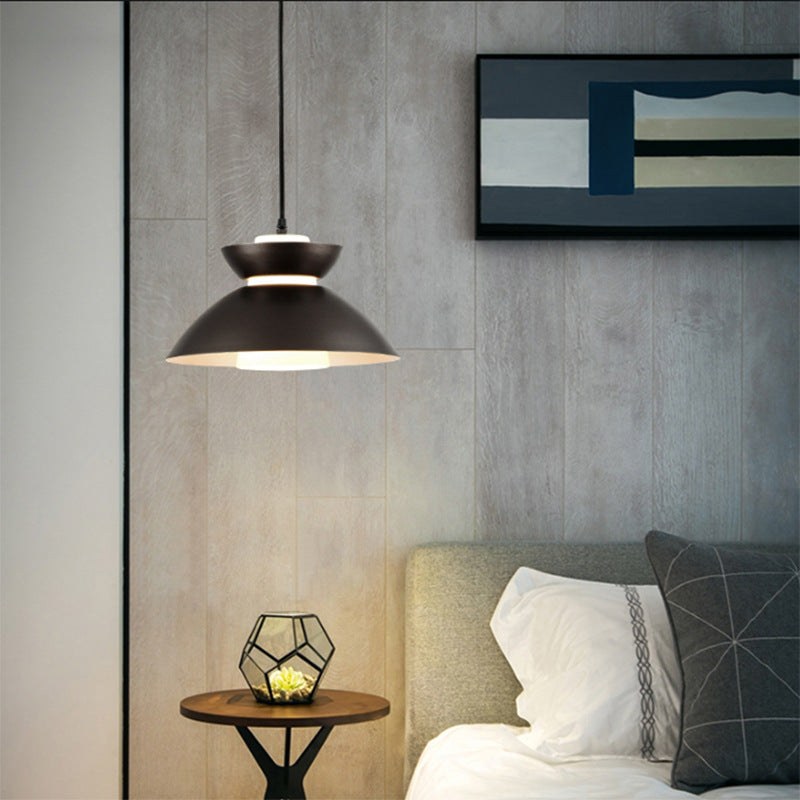 Luz colgante de hierro con vidrio disc escandinavo contemporáneo de 1 luz para comedor 