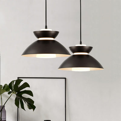 Luz colgante de hierro con vidrio disc escandinavo contemporáneo de 1 luz para comedor 