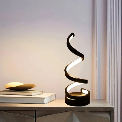 Modern Art Deco Spiral Aluminum Iron Silicone LED Table Lamp For Bedroom