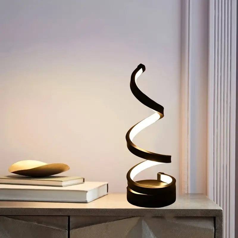Modern Art Deco Spiral Aluminum Iron Silicone LED Table Lamp For Bedroom