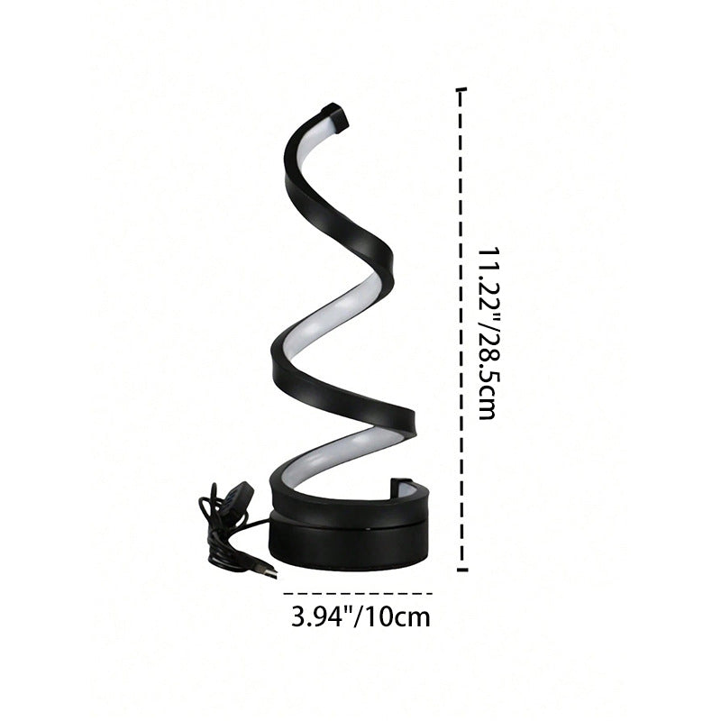 Modern Art Deco Spiral Aluminum Iron Silicone LED Table Lamp For Bedroom