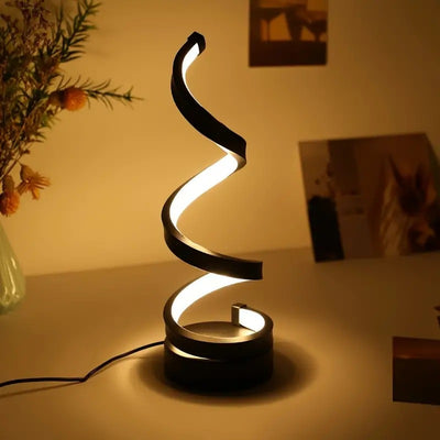 Modern Art Deco Spiral Aluminum Iron Silicone LED Table Lamp For Bedroom