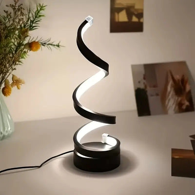 Modern Art Deco Spiral Aluminum Iron Silicone LED Table Lamp For Bedroom