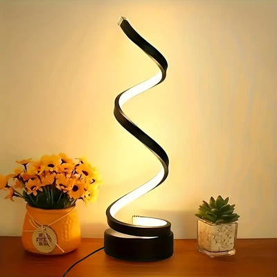 Modern Art Deco Spiral Aluminum Iron Silicone LED Table Lamp For Bedroom