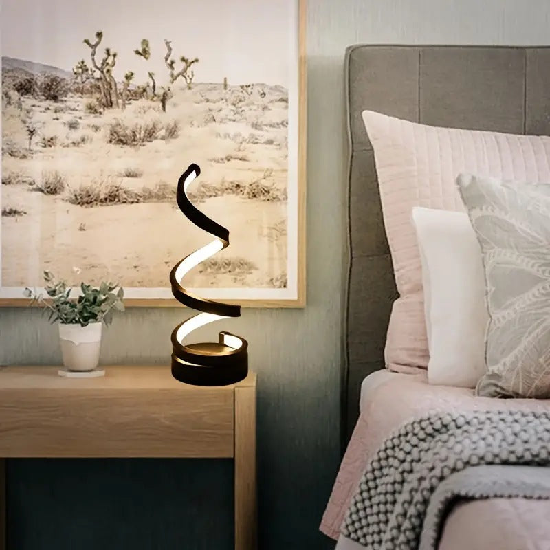Modern Art Deco Spiral Aluminum Iron Silicone LED Table Lamp For Bedroom