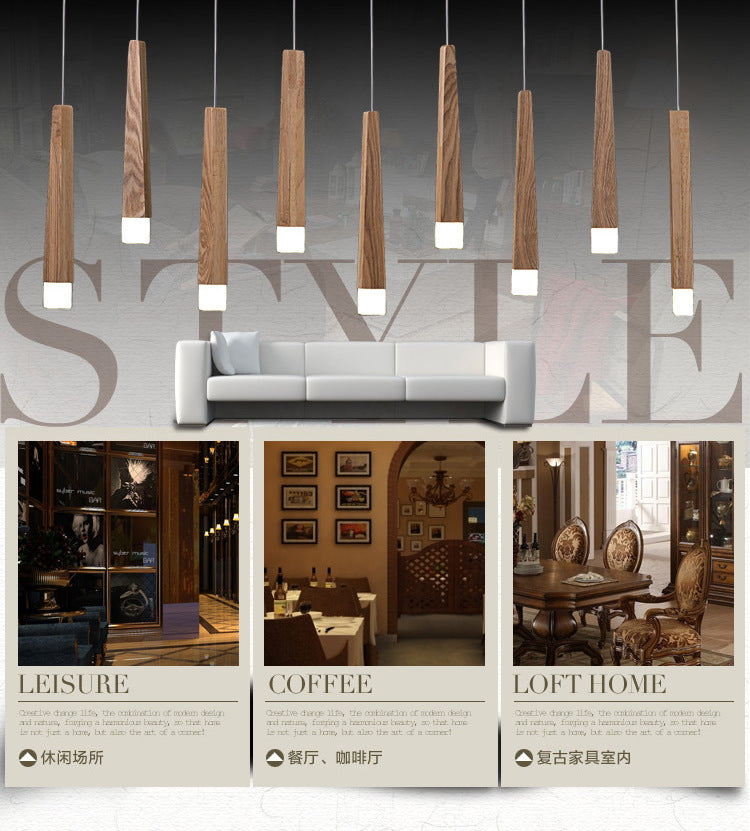 Modern Minimalist Cylindrical Solid Wood PVC LED Island Light Chandelier For Dining Room