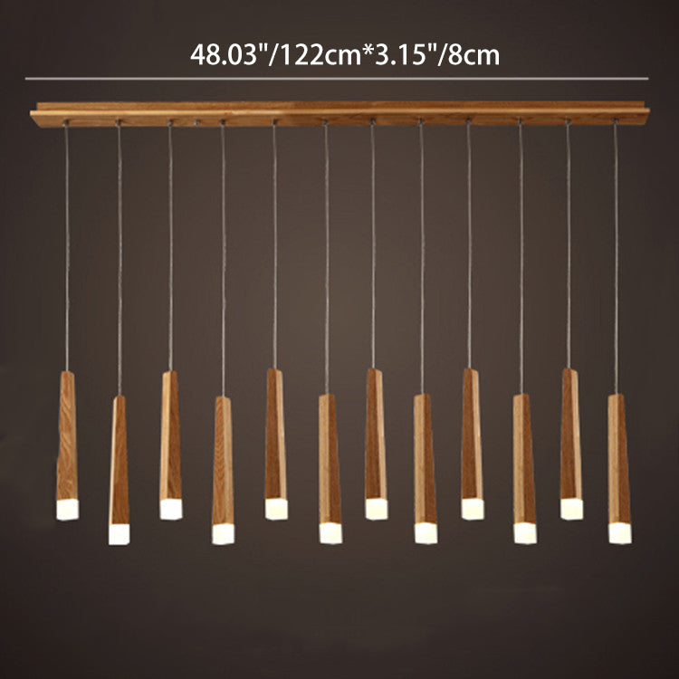 Moderne minimalistische zylindrische Massivholz-PVC-LED-Insel-Leuchter für Esszimmer 