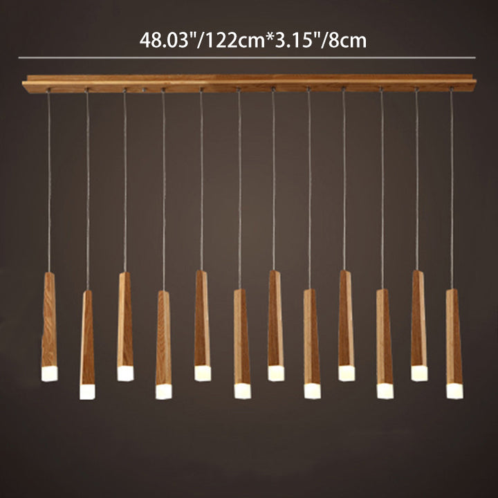 Moderne minimalistische zylindrische Massivholz-PVC-LED-Insel-Leuchter für Esszimmer 
