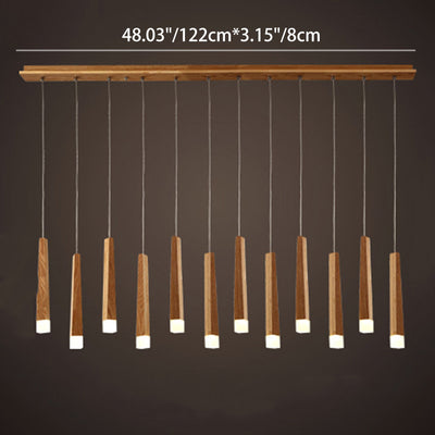 Modern Minimalist Cylindrical Solid Wood PVC LED Island Light Chandelier For Dining Room