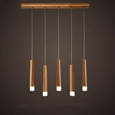 Modern Minimalist Cylindrical Solid Wood PVC LED Island Light Chandelier For Dining Room