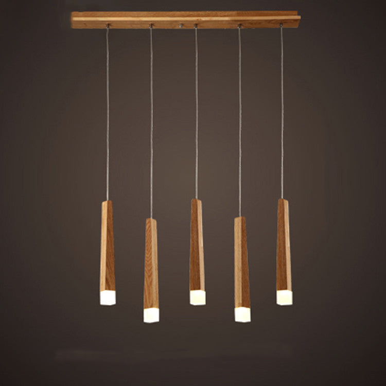 Modern Minimalist Cylindrical Solid Wood PVC LED Island Light Chandelier For Dining Room