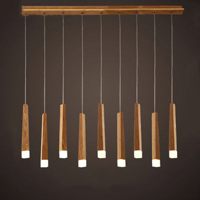 Modern Minimalist Cylindrical Solid Wood PVC LED Island Light Chandelier For Dining Room