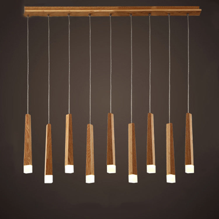 Modern Minimalist Cylindrical Solid Wood PVC LED Island Light Chandelier For Dining Room